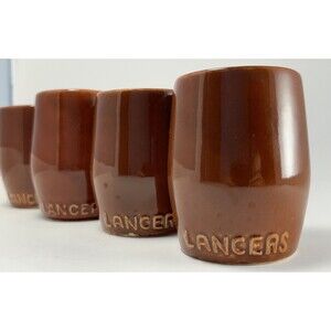 VINTAGE Lancers Wine Tumblers Set of 4 Ceramic Pottery Brown Glaze Portugal